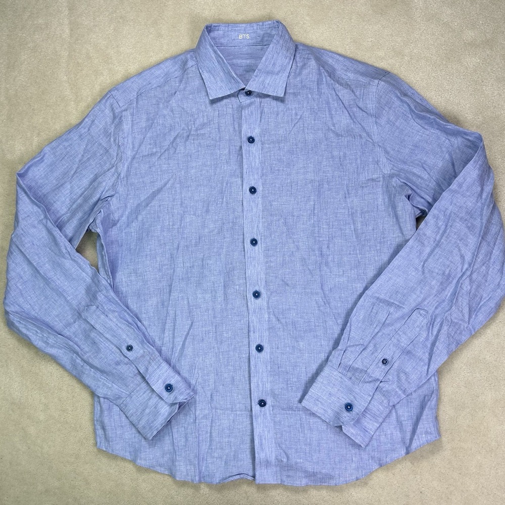 J. Hilburn 100% Linen Shirt Button Down Men's XXL Longsleeve Lightweight